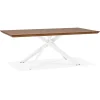 Table à diner 'WALABY' en bois finition Noyer avec pied central en x blanc