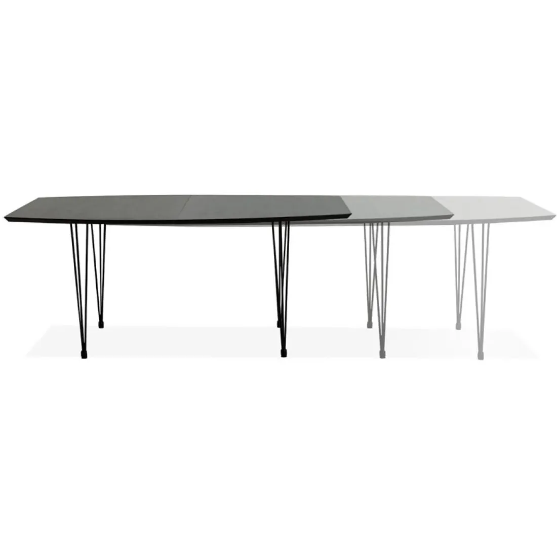 Table à dîner ou de réunion extensible 'MOTUS' noire
