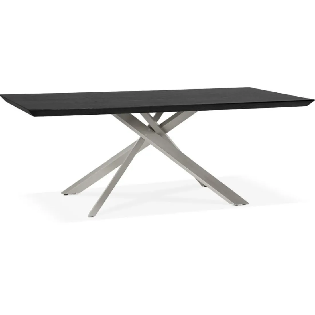Table à manger design 'WALABY' en bois noir avec pied central en métal
