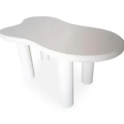 Table à manger forme nuage asymétrique VALDO Blanc minéral texturé