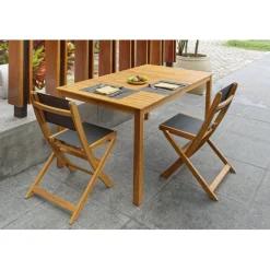 Table à manger intérieur extérieur 6 personnes en acacia Marron