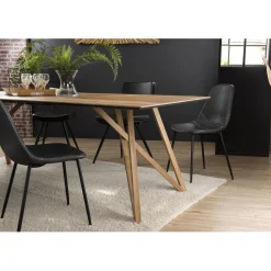 Table À Manger MAXENCE 220X100Cm Bois Teck Recyclé Pieds Croisés Teck