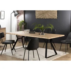Table À Manger MAXENCE 230X100Cm Bois Chêne Pieds Métal