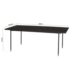 Table à Manger Noire 200 x 100 cm Pin Vieilli YANIS