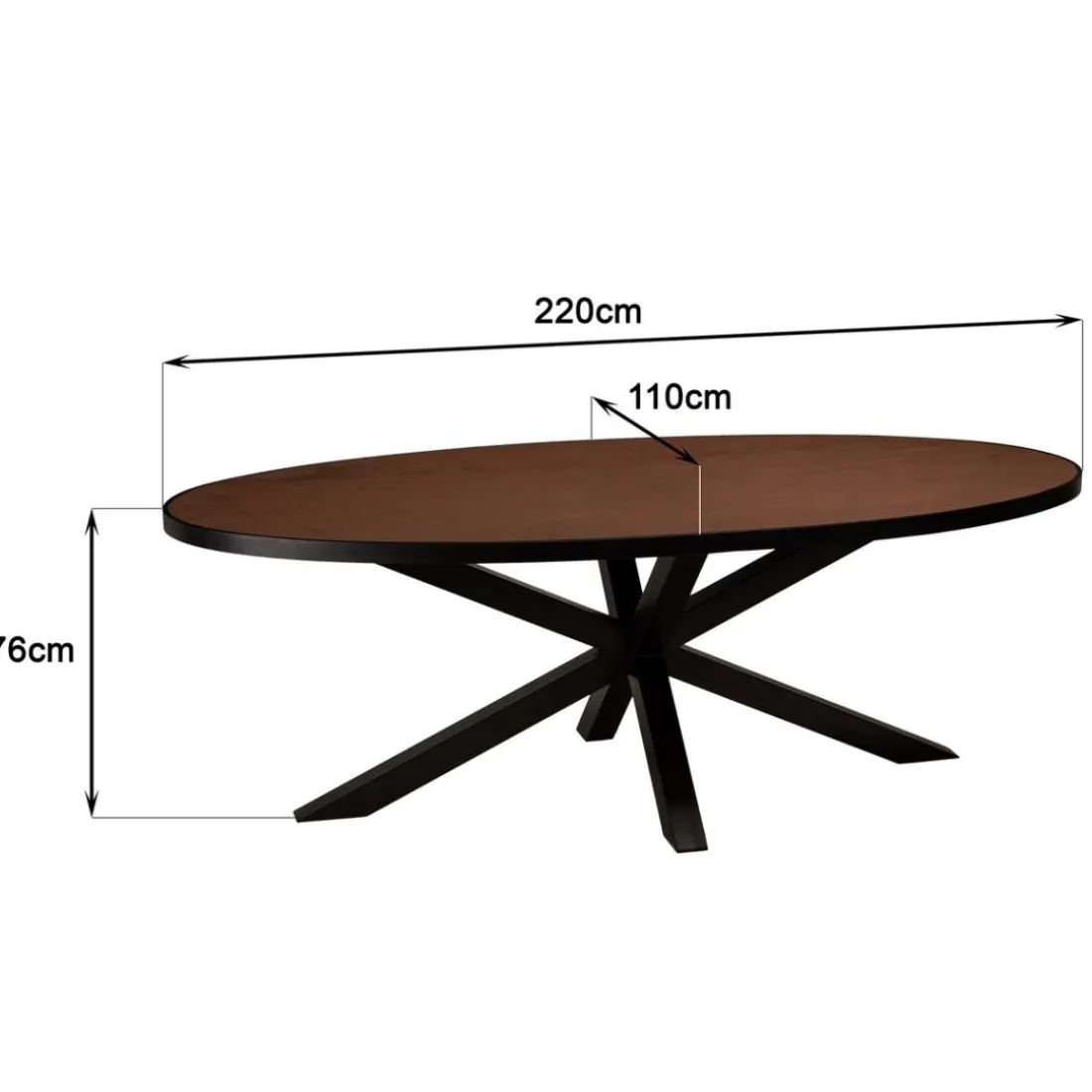 Table à manger ovale couleur rouille et effet pierre BASILE