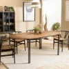 Table à manger ovale 200x105cm plateau bois de teck recyclé
