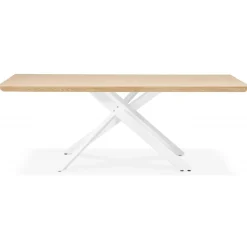 Table à Manger Piétement en Métal Blanc POTZ Beige