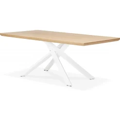 Table à Manger Piétement en Métal Blanc POTZ Beige
