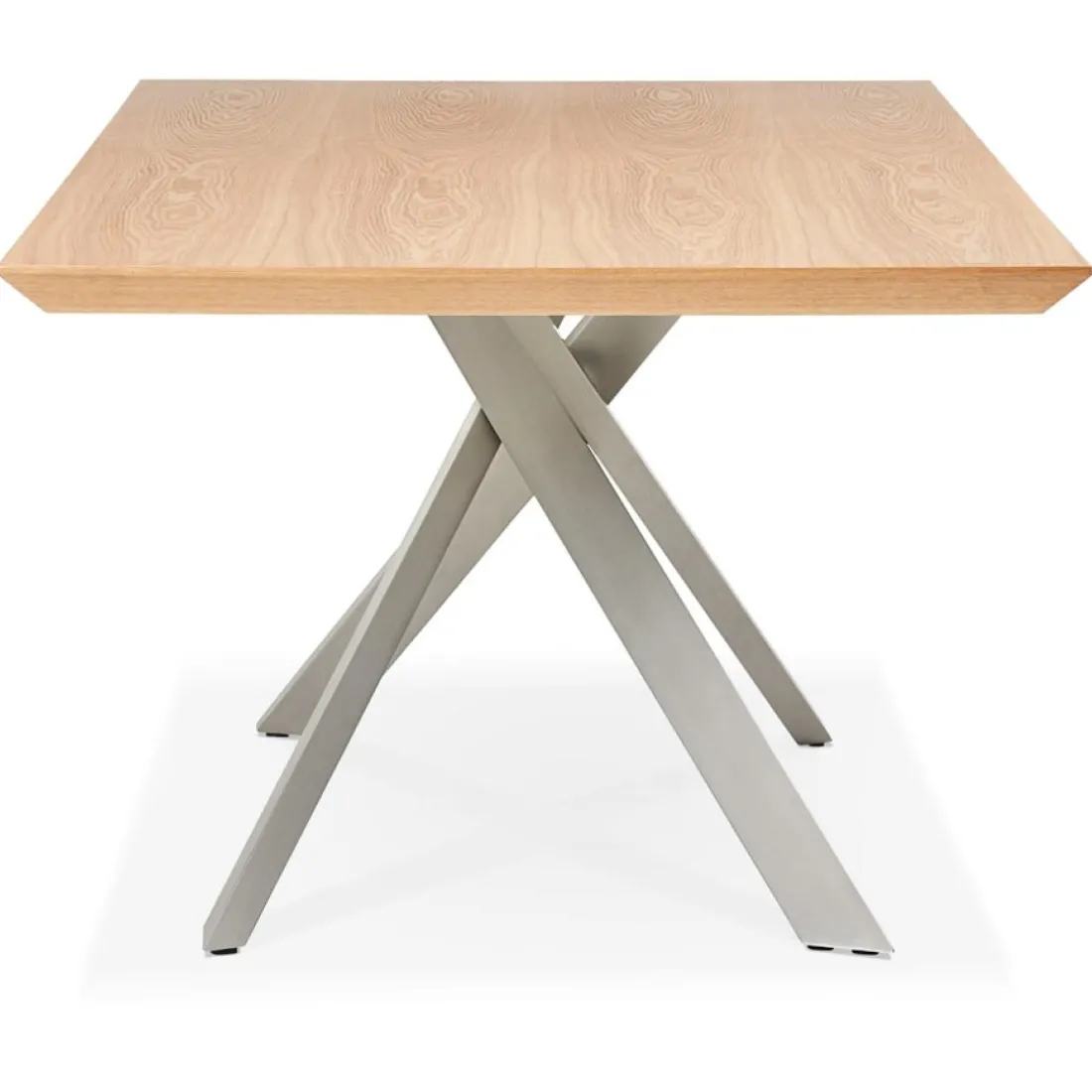 Table à manger 'WALABY' en bois finition naturelle avec pied central en métal