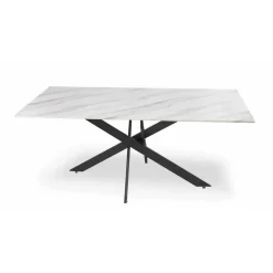 Table A Manger En Marbre Blanc Et Pieds Noir