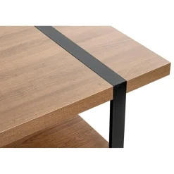 Table basse acier laqué noir et plateaux décor chêne