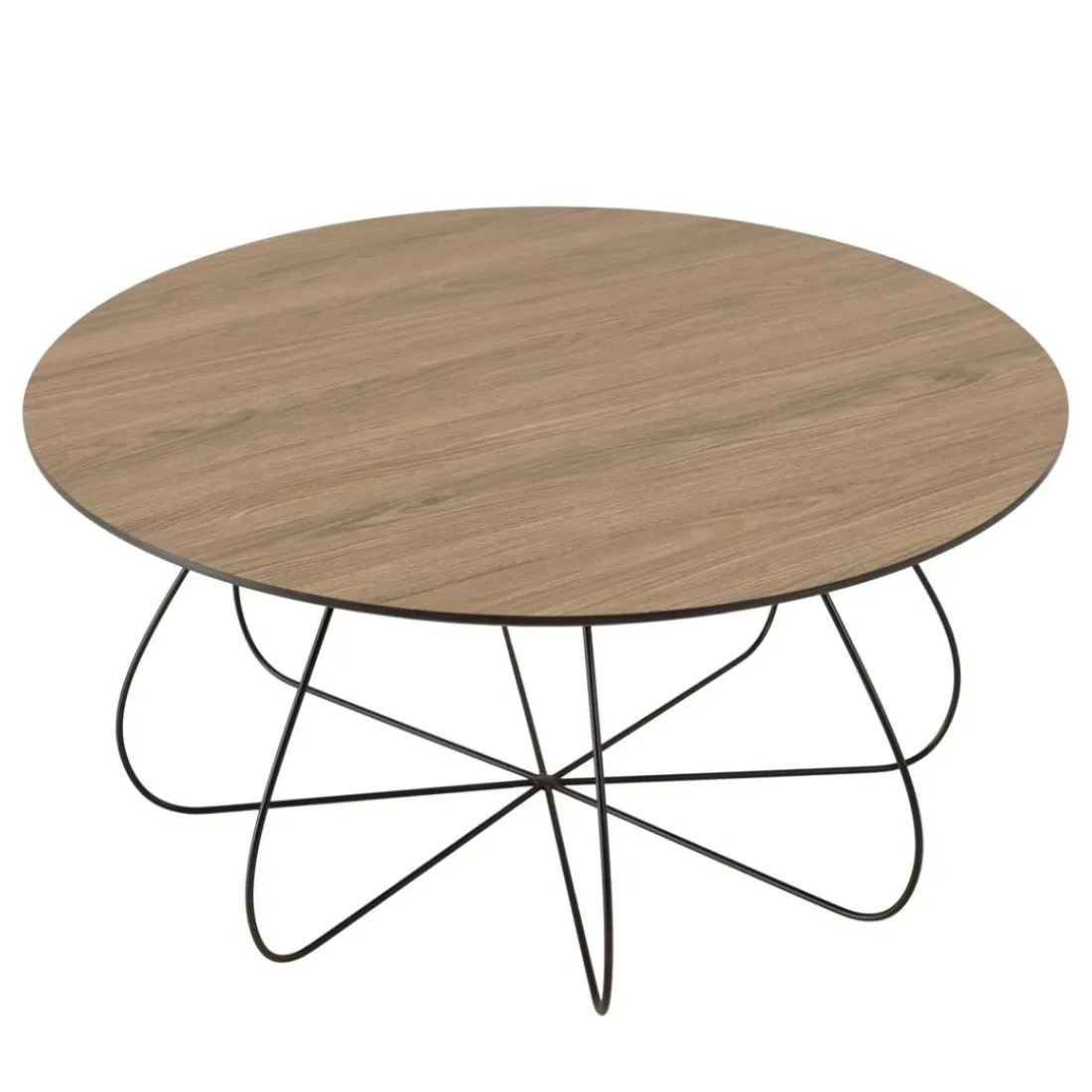 Table basse biseautée mocha pieds forme panier en métal JULIA