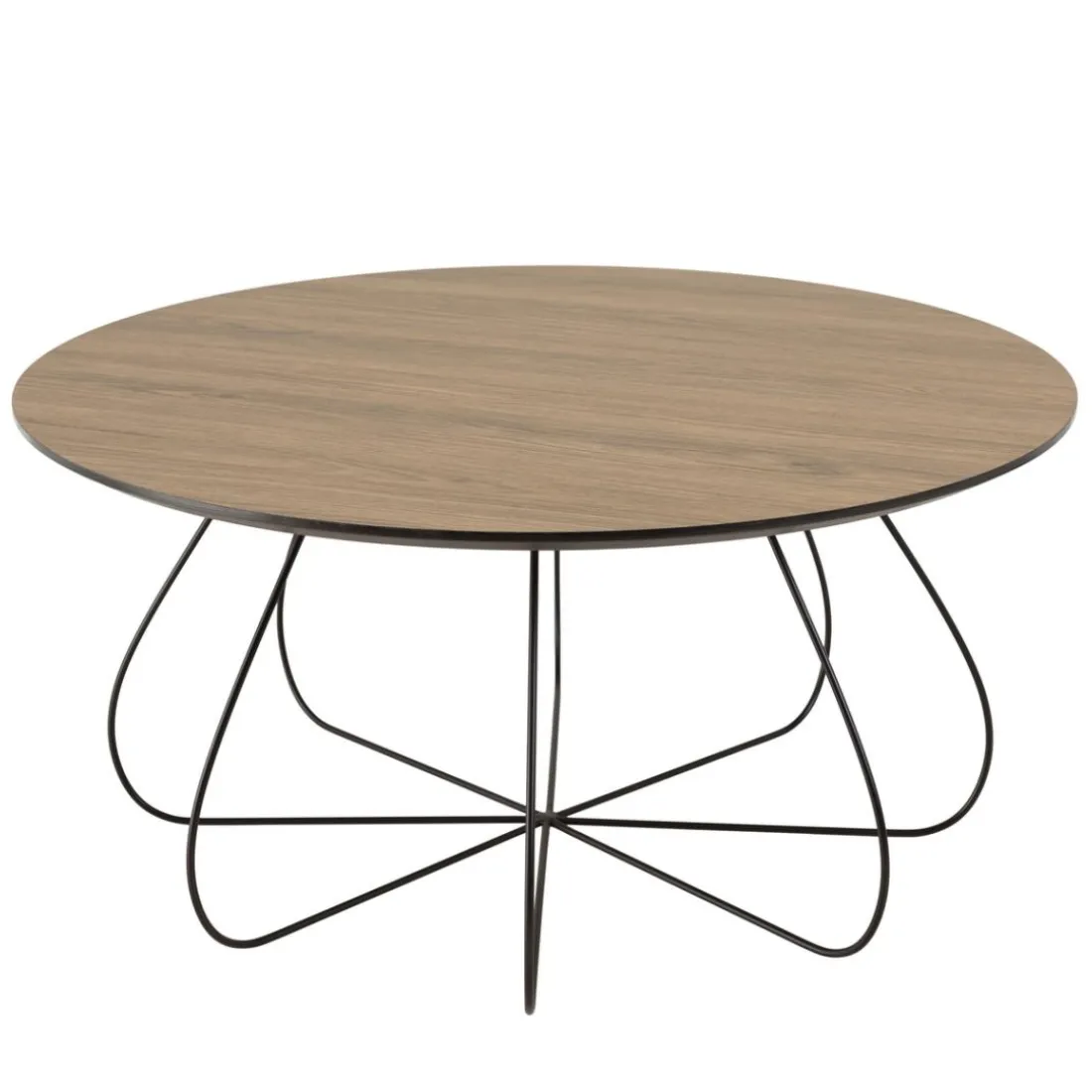 Table basse biseautée mocha pieds forme panier en métal JULIA
