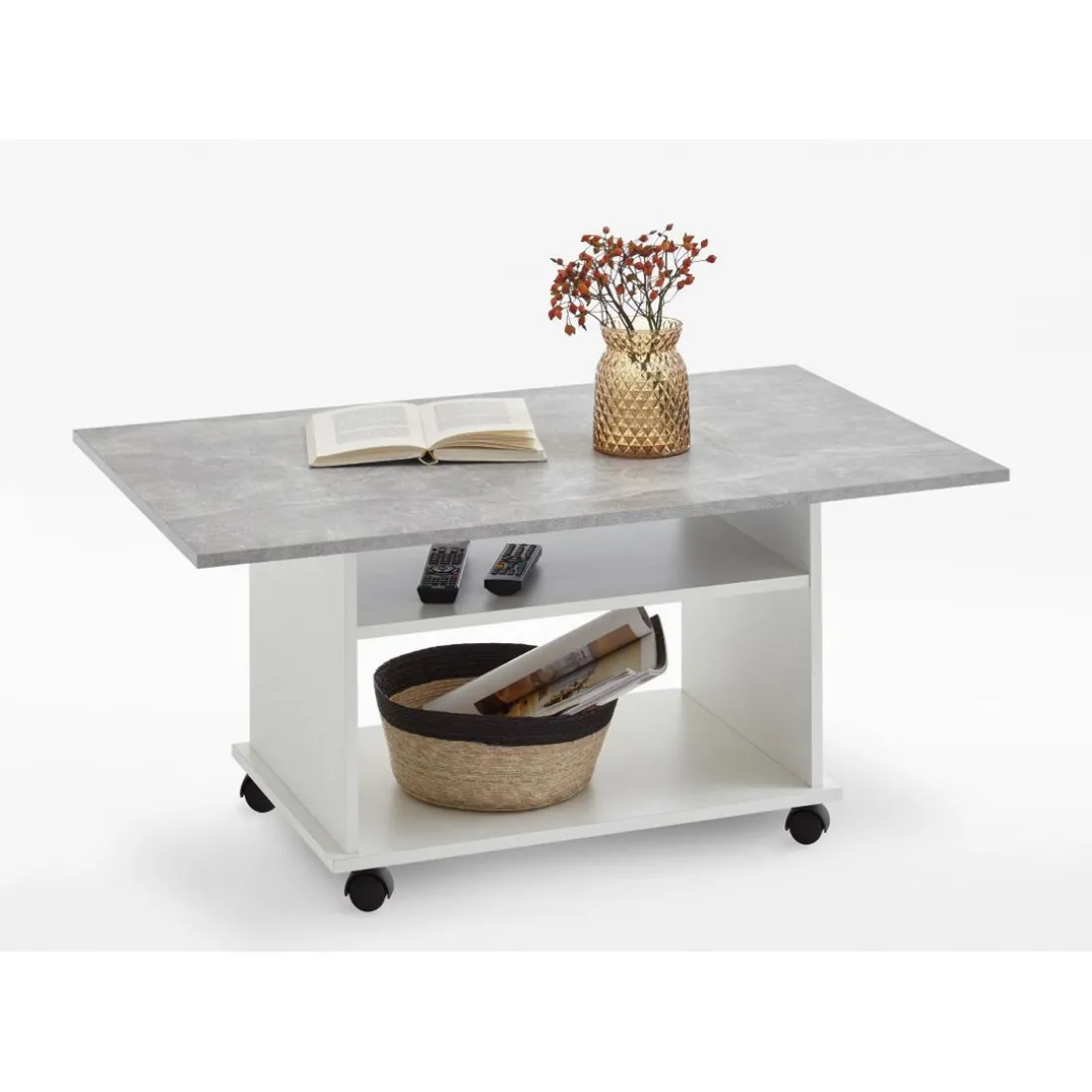 Table basse blanc et gris béton ELOA