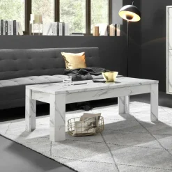 Table basse CARRARA décor marbre blanc
