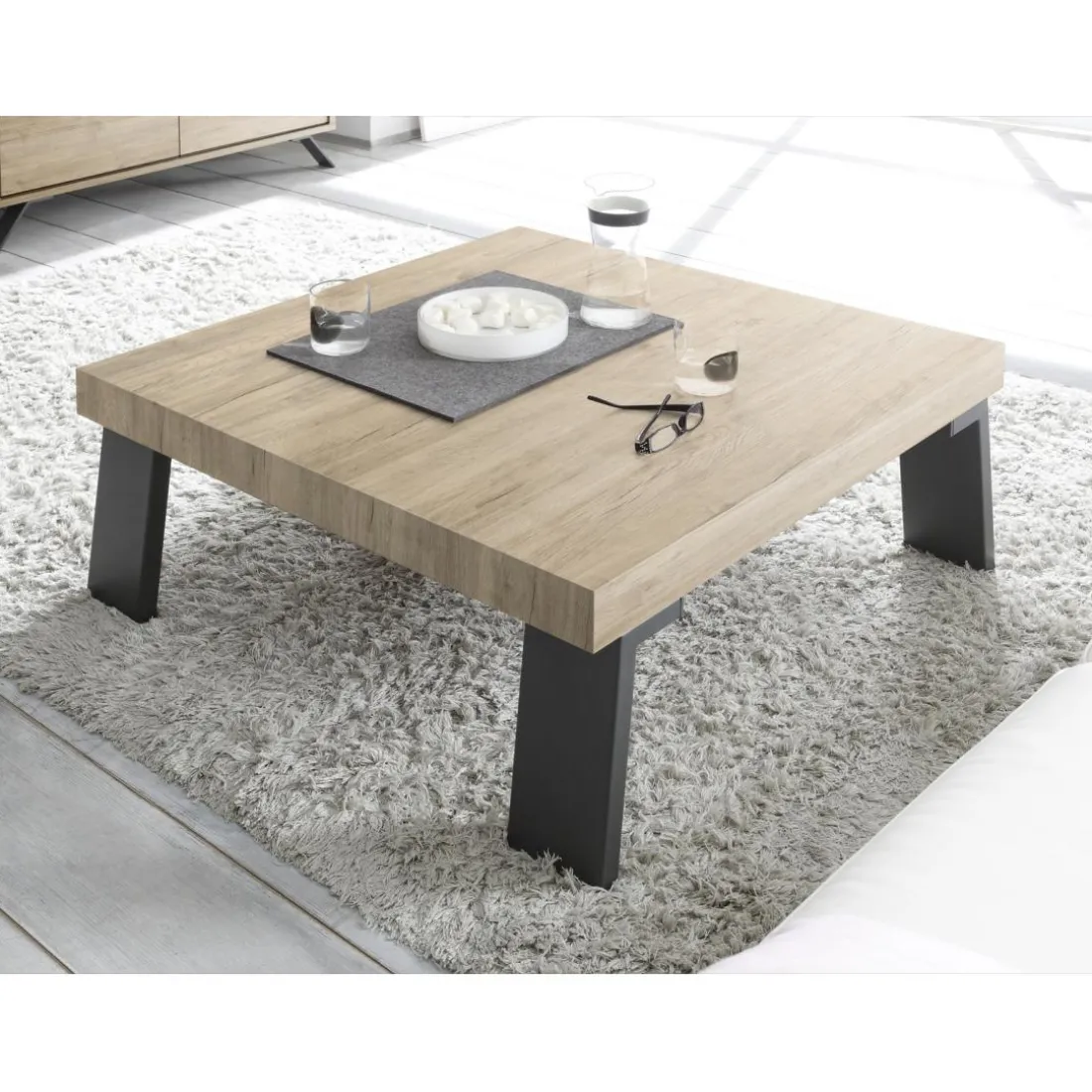 Table basse carrée avec pieds en métal PALMA