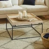 Table basse carrée avec plateau compartimenté réversible Duplix Effet Travertin Beige