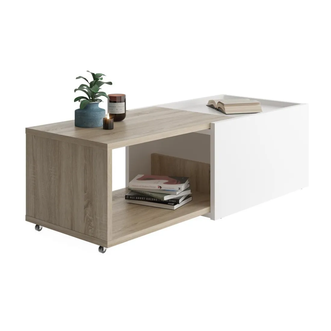 Table Basse Couleur Chêne Blanc SLIDE