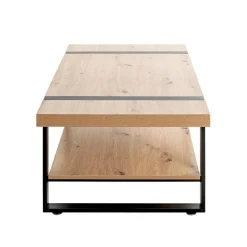 Table basse décor chêne et acier laqué noir