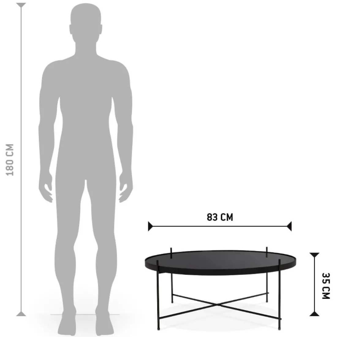 Table basse de salon 'KOLOS BIG' noire