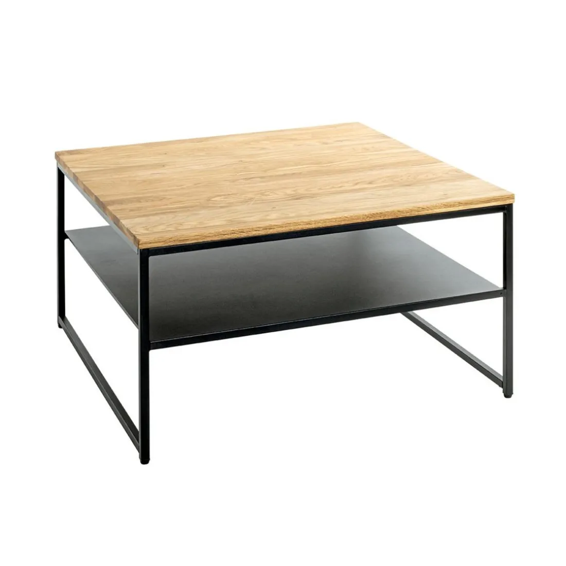 Table basse deux niveaux chène et métal
