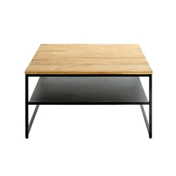 Table basse deux niveaux chène et métal