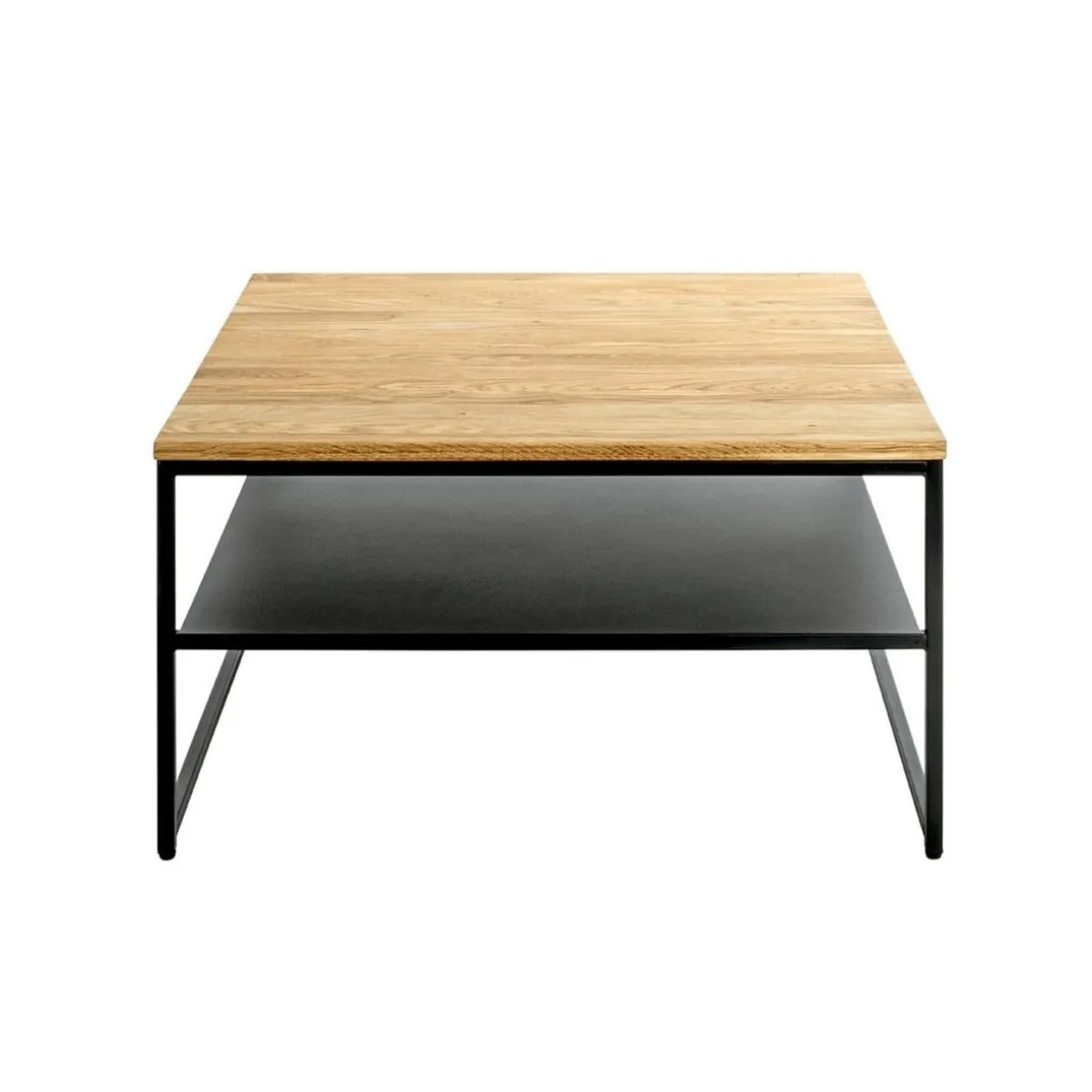 Table basse deux niveaux chène et métal