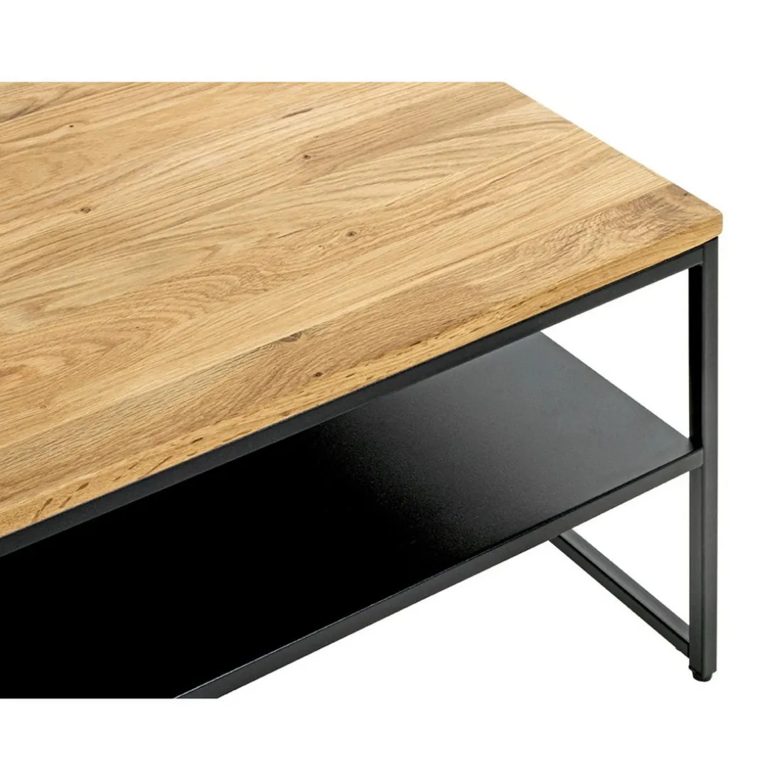 Table basse deux niveaux chène et métal