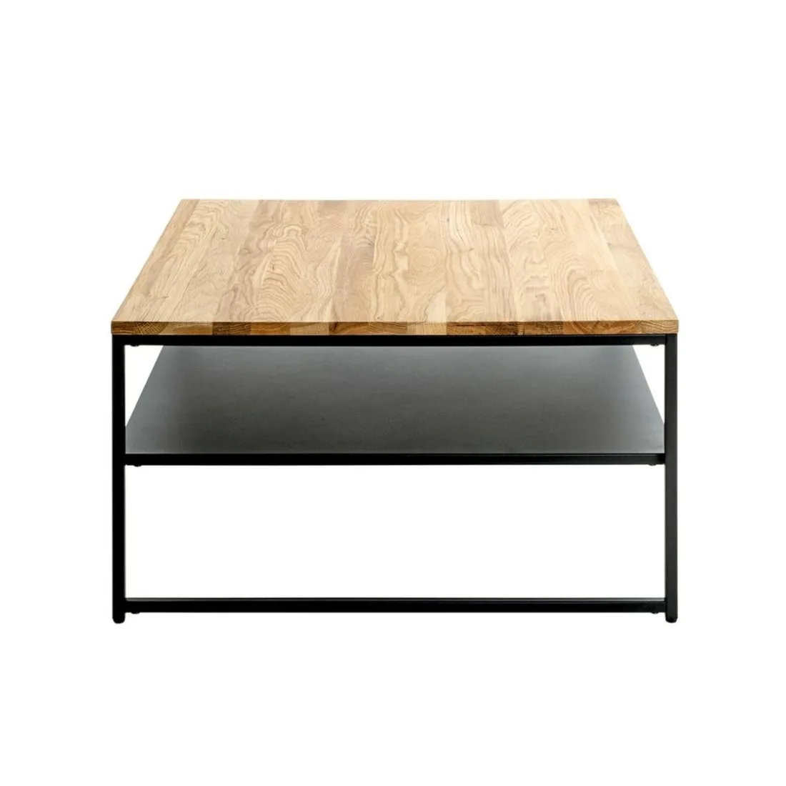 Table basse deux niveaux chène et métal