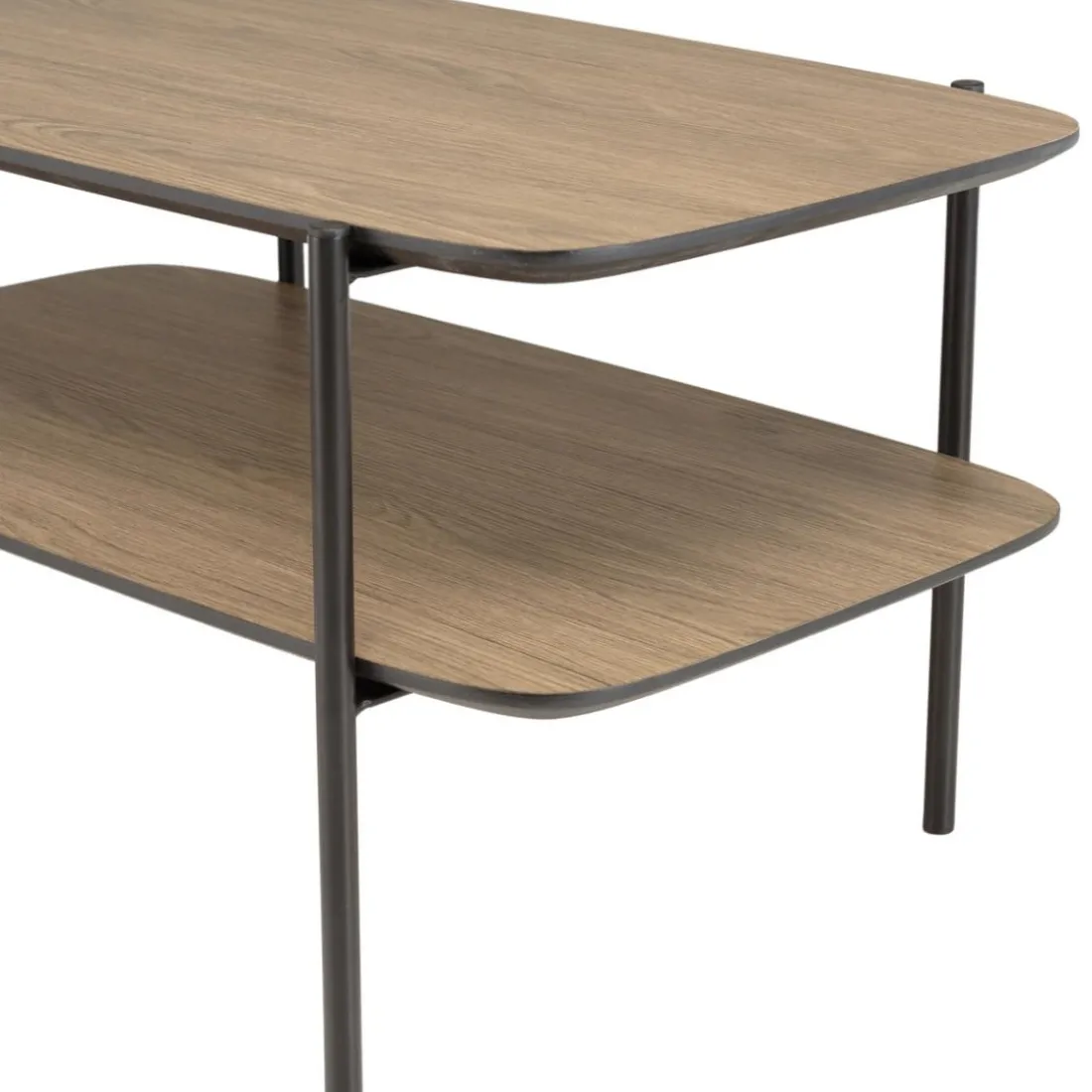 Table basse double plateau couleur mocha pieds métal noir JULIA