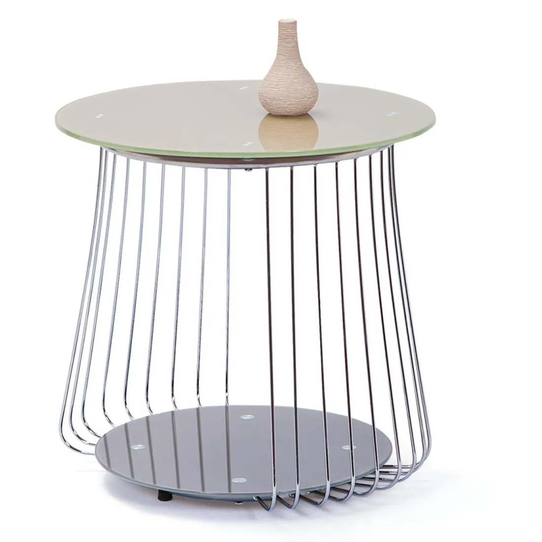 Table Basse en verre et Métal Chromé D50 cm