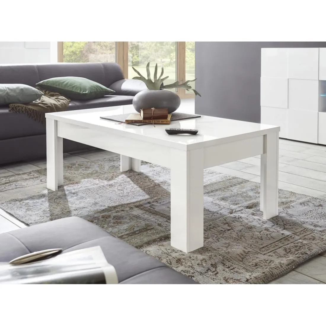 Table basse EOS laqué blanc brillant