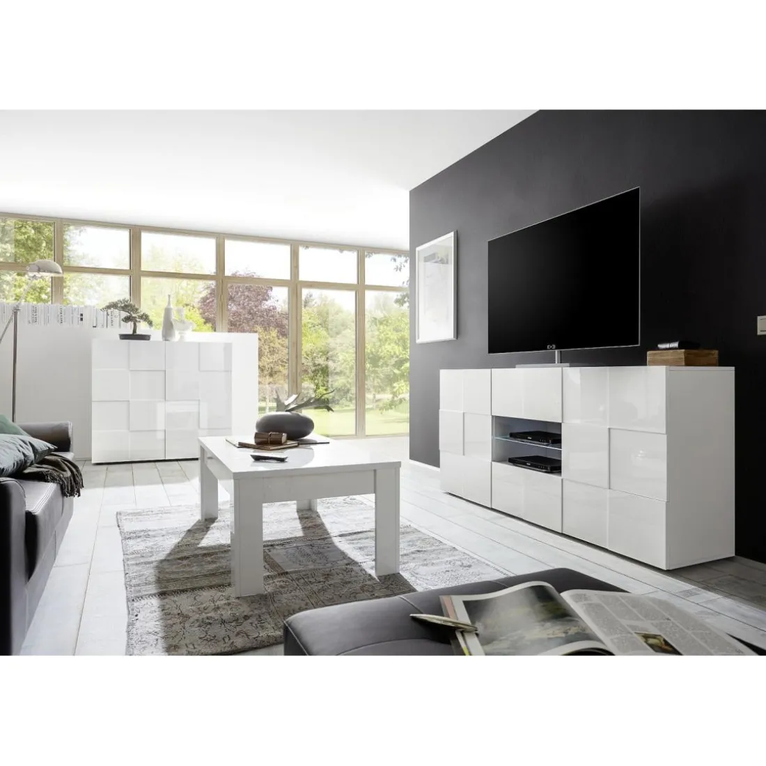 Table basse EOS laqué blanc brillant