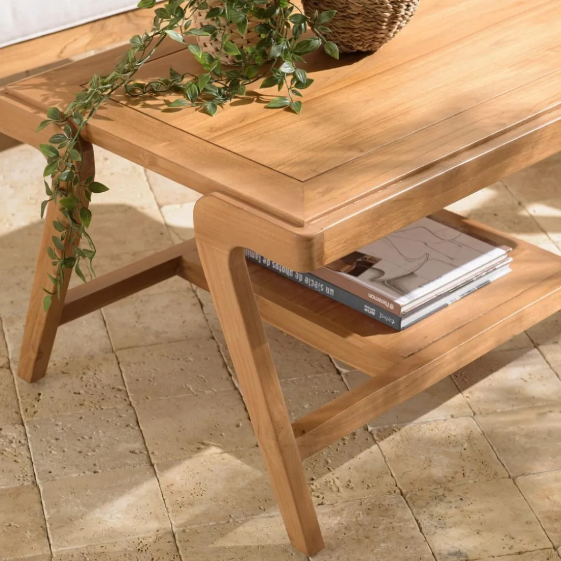 Table basse FLORES rectangulaire double plateau en teck WILL Marron
