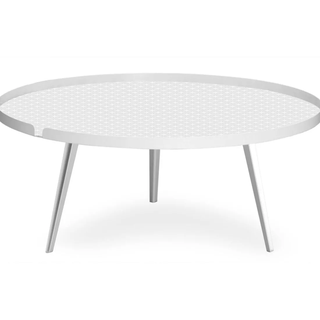 Table basse magnétique ronde à rebord Bipolart Métal Blanc avec 2 Tops style Scandinave