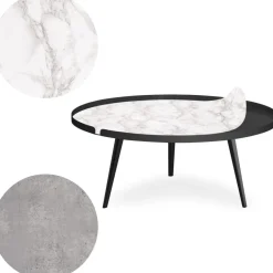 Table basse magnétique ronde à rebord Bipolart Métal Noir avec 2 Tops style Textures