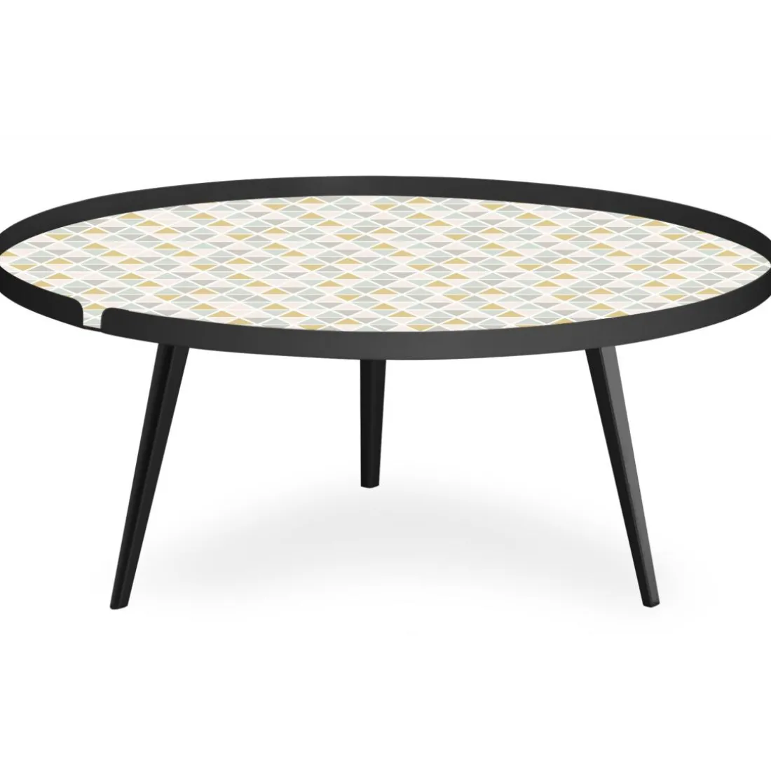 Table basse magnétique ronde à rebord Bipolart Métal Noir avec 2 Tops style Scandinave