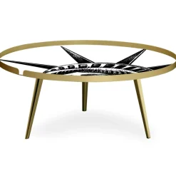 Table basse magnétique ronde à rebord Bipolart Métal Or avec 2 Tops style Fun