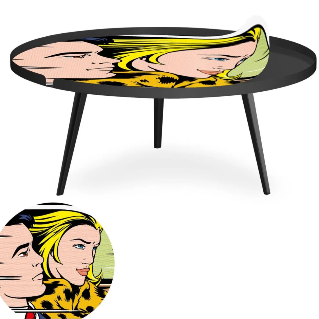 Table basse magnétique ronde à rebord Bipolart Métal Noir avec 1 Top Fast & Furious