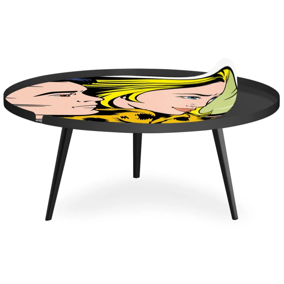 Table basse magnétique ronde à rebord Bipolart Métal Noir avec 1 Top Fast & Furious