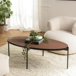 Table basse ovale couleur rouille effet pierre BASILE