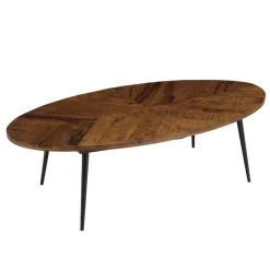 Table basse ovale plateau chevrons KIARA