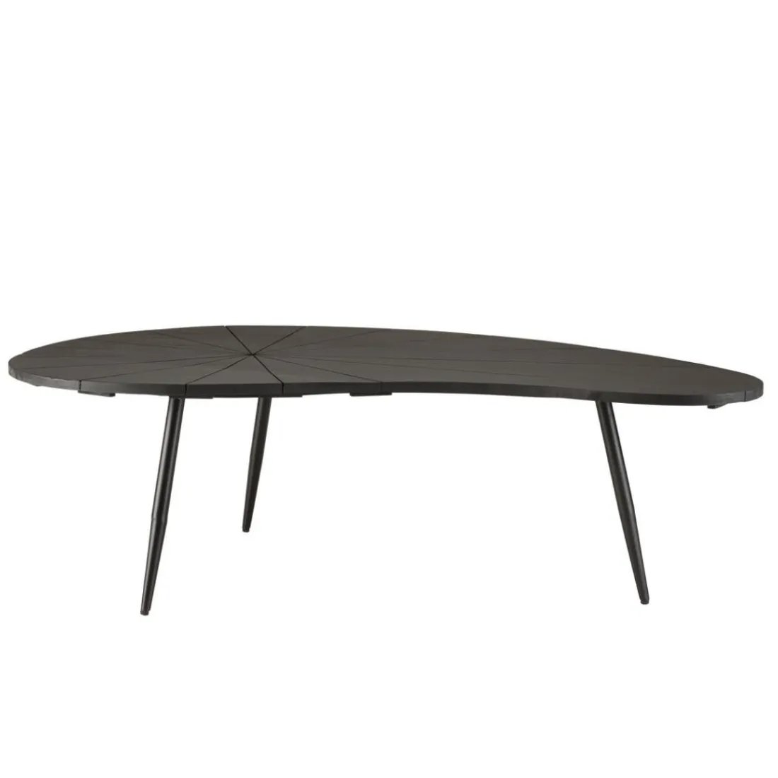 Table basse ovoïde plateau texturé Noir mat et pieds en Fer noir JAMES