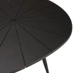 Table basse ovoïde plateau texturé Noir mat et pieds en Fer noir JAMES