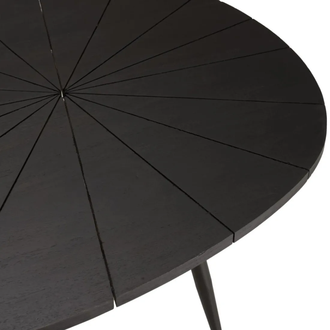 Table basse ovoïde plateau texturé Noir mat et pieds en Fer noir JAMES