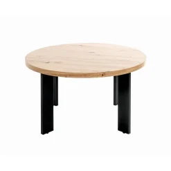 Table basse plateau en MDF décor chêne avec accents de couleur