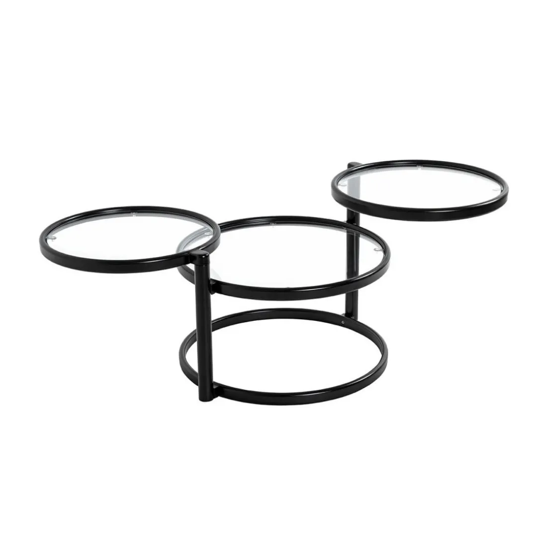 Table basse plateau verre pivotant