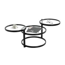 Table basse plateau verre pivotant