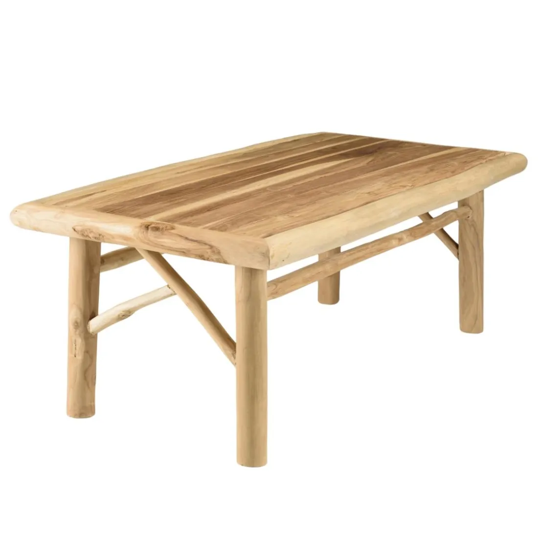 Table basse rectangulaire en branches de teck naturel MADURA Beige