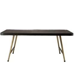 Table basse rectangulaire en Aluminium plateau Noir et pieds Dorés JOHAN